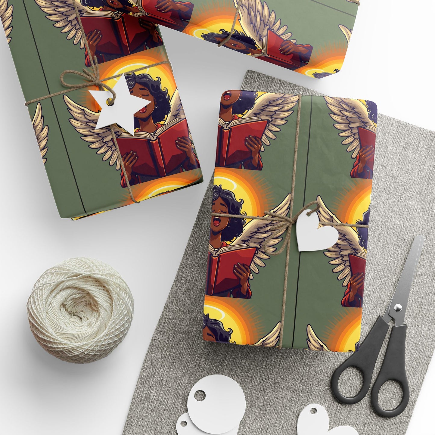 Angelic Themed Wrapping Paper, Unique Gift Wrap for Birthdays, Holidays, Special Occasions, Eco-Friendly, Wrap Your Presents in Style