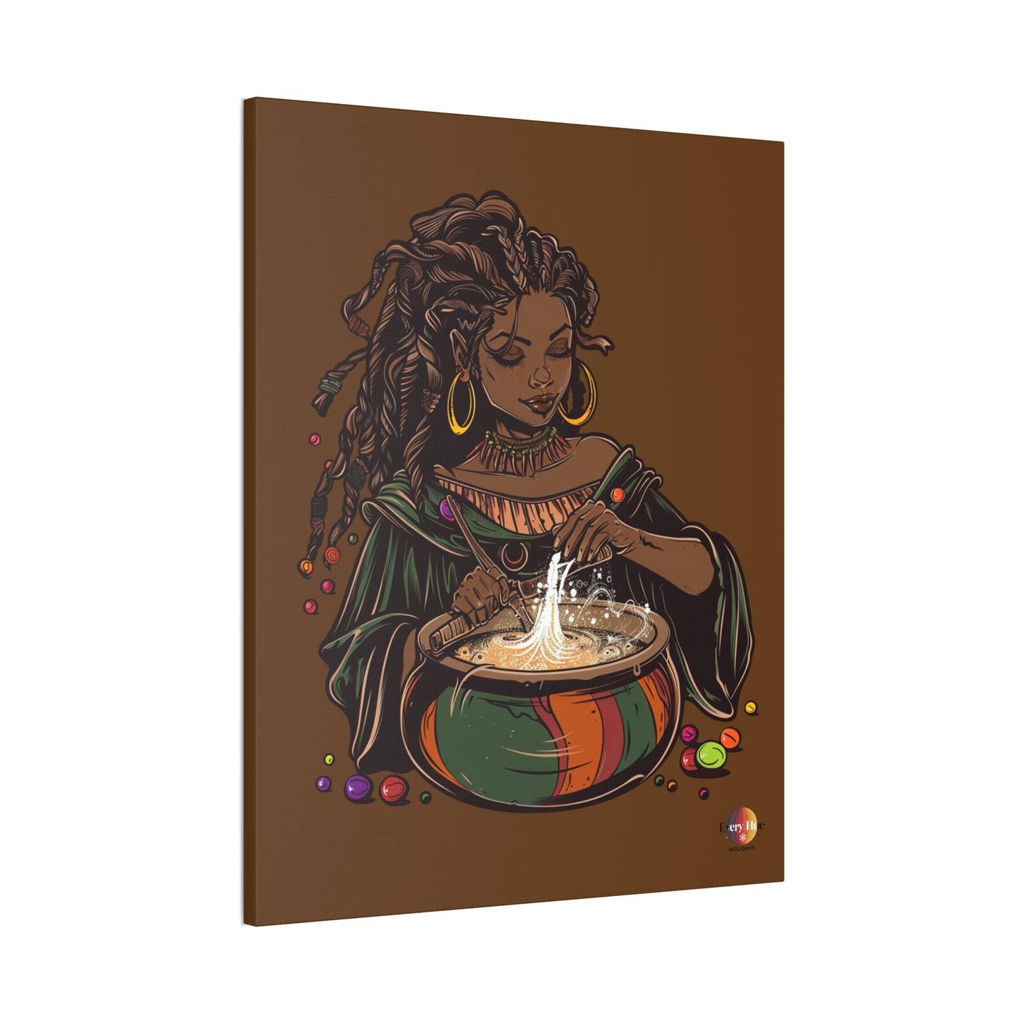Artistic Magic Canvas Print with Enchantress, Wall Art, African Inspired Decor, Witchcraft Decor, Home Office Wall Art