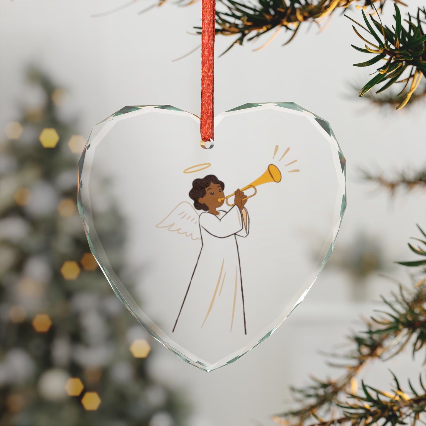 Heart-Shaped Angel Trumpet Crystal Ornament | Cherubic Decor for Christmas, Weddings, Birthdays, Keepsakes, Seasonal Gifts