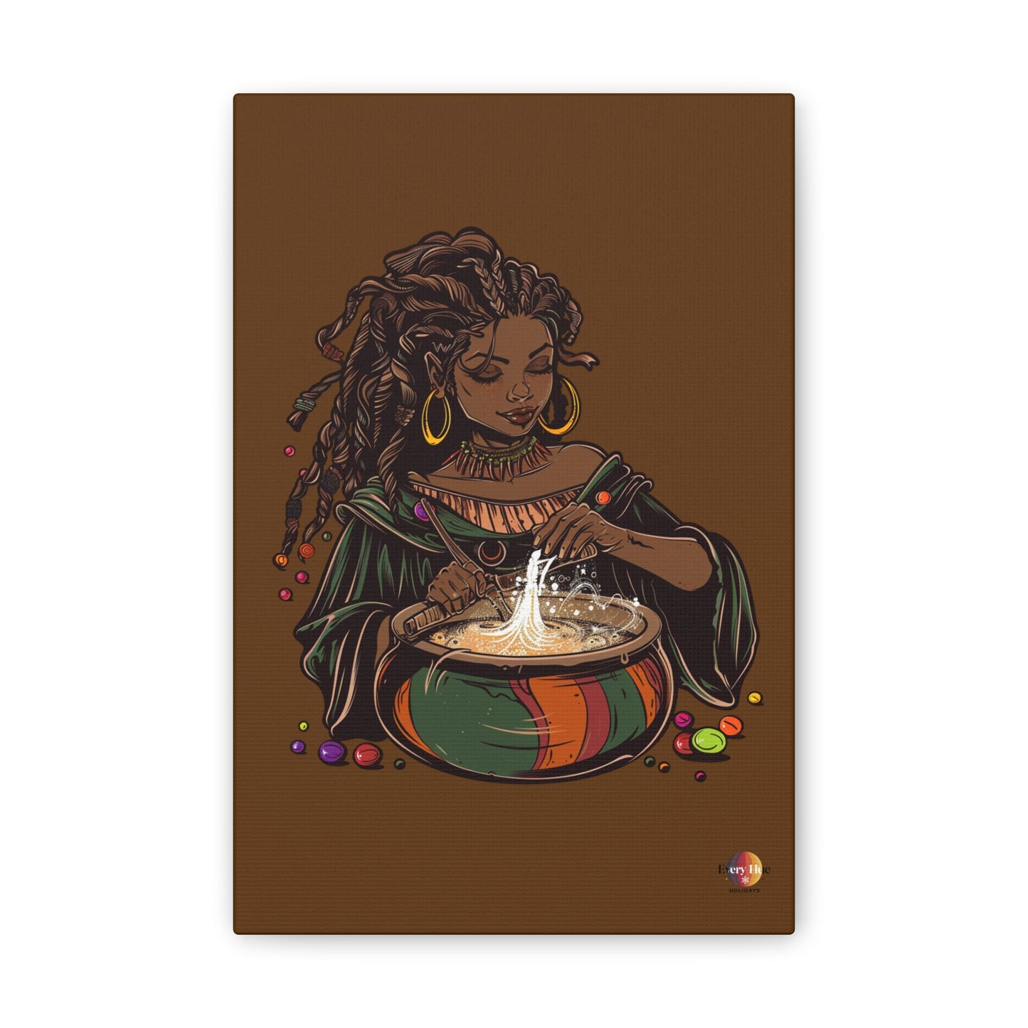 Artistic Magic Canvas Print with Enchantress, Wall Art, African Inspired Decor, Witchcraft Decor, Home Office Wall Art