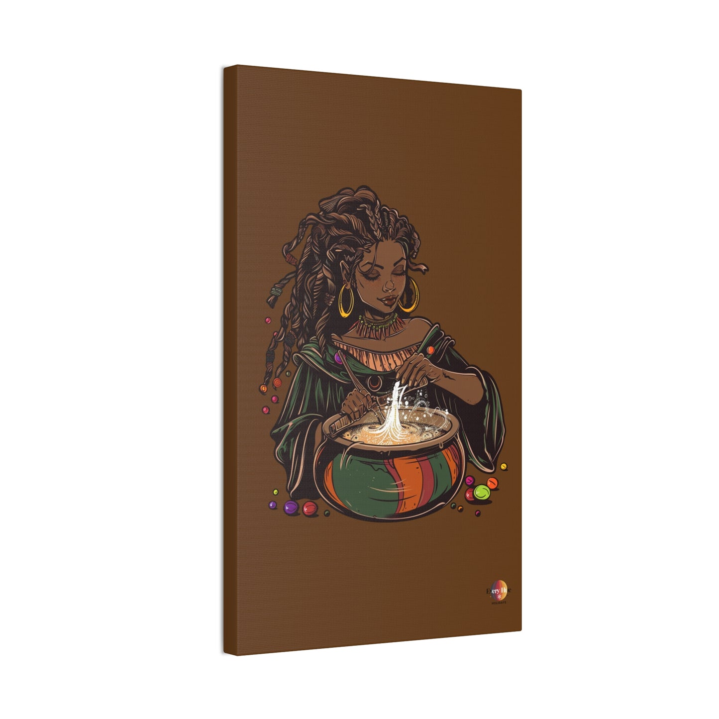 Artistic Magic Canvas Print with Enchantress, Wall Art, African Inspired Decor, Witchcraft Decor, Home Office Wall Art