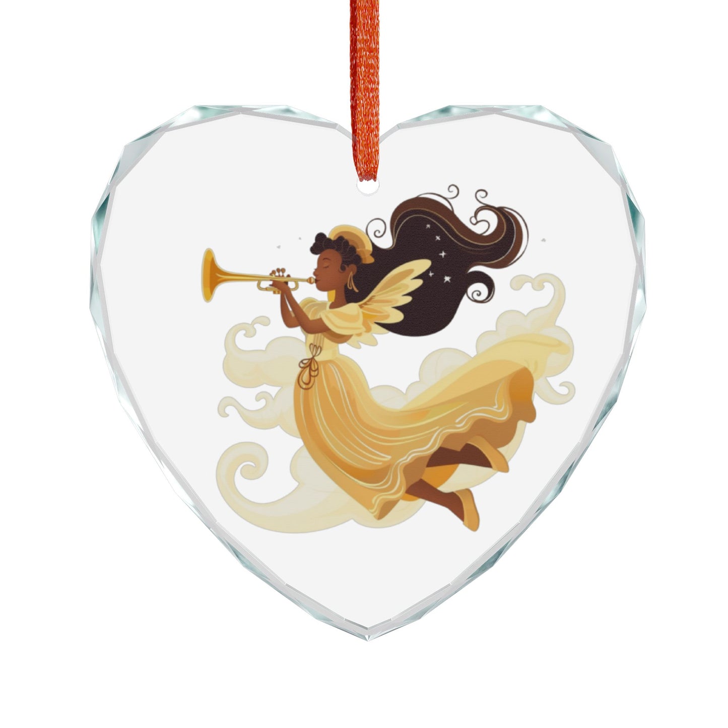 Heart-Shaped Crystal Glass Ornament, Angel Decor, Unique Christmas Gift, Holiday Home Decoration, Elegant Keepsake