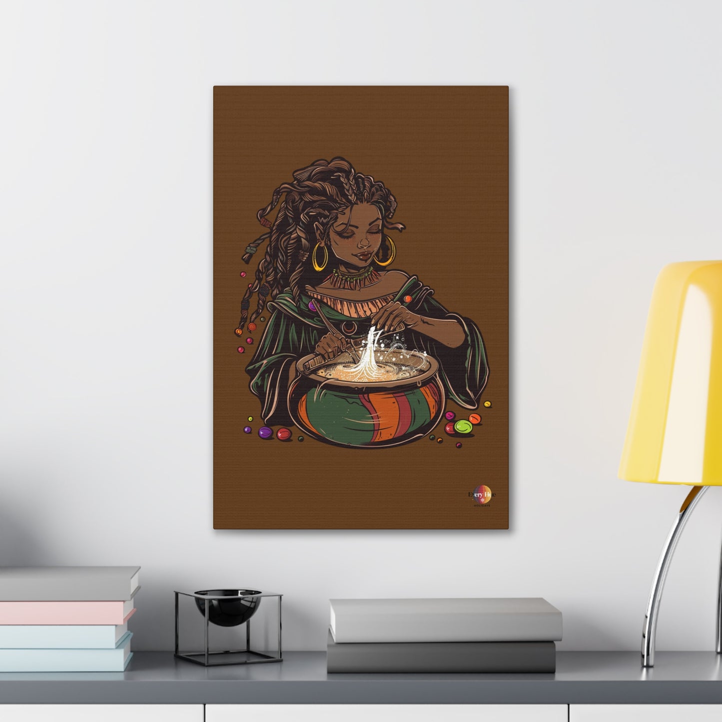Artistic Magic Canvas Print with Enchantress, Wall Art, African Inspired Decor, Witchcraft Decor, Home Office Wall Art