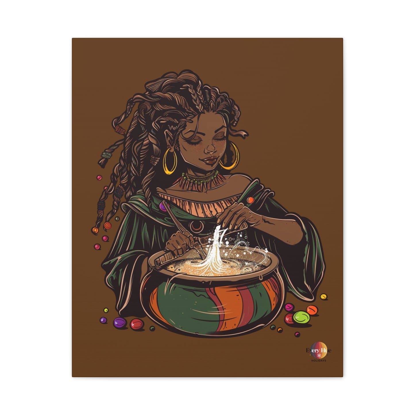 Artistic Magic Canvas Print with Enchantress, Wall Art, African Inspired Decor, Witchcraft Decor, Home Office Wall Art
