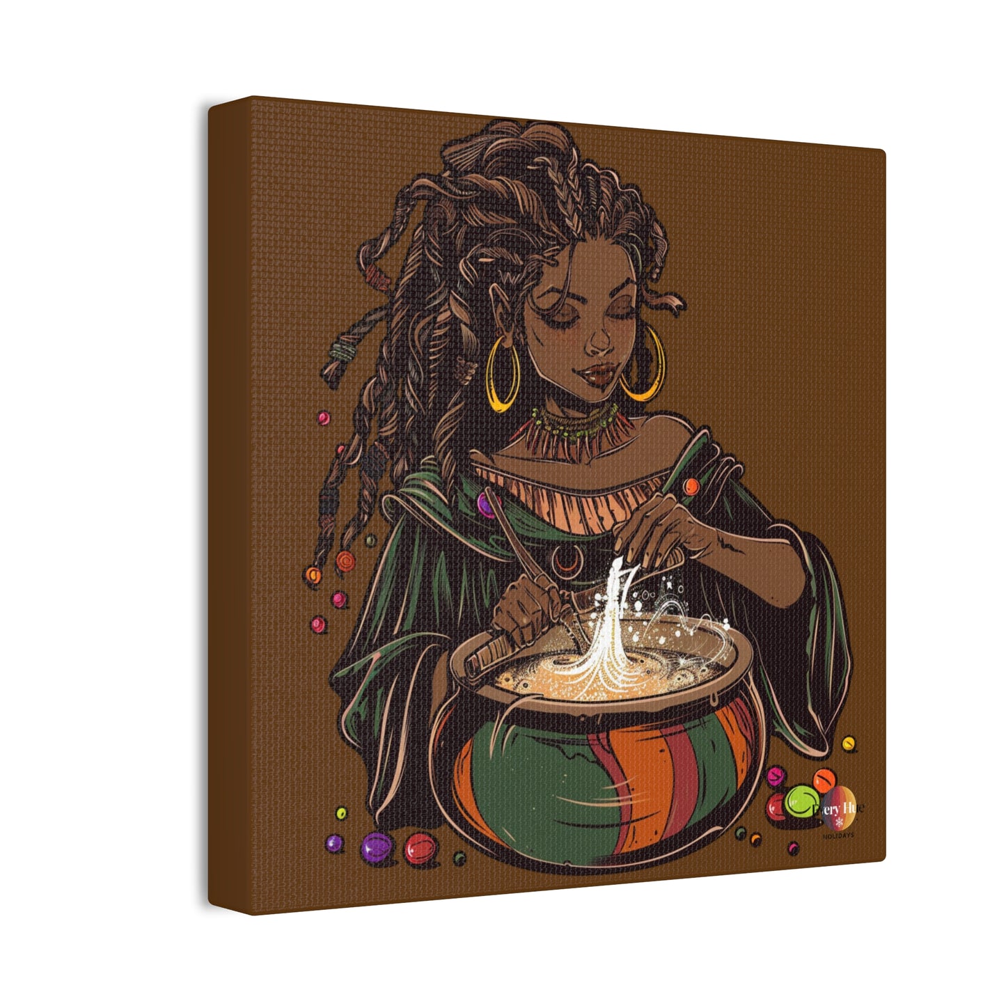 Artistic Magic Canvas Print with Enchantress, Wall Art, African Inspired Decor, Witchcraft Decor, Home Office Wall Art