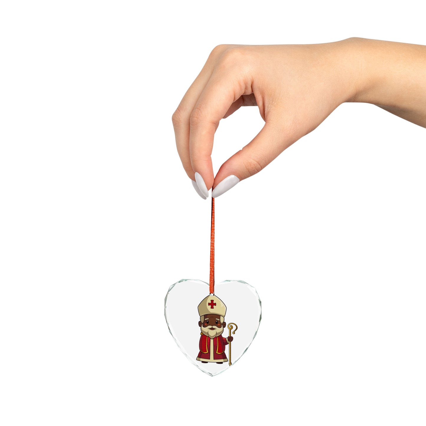 Crystal Glass Ornament featuring St. Nicholas - Holiday Decoration, Christmas Gift, Home Decor, Keepsake, Seasonal Ornament