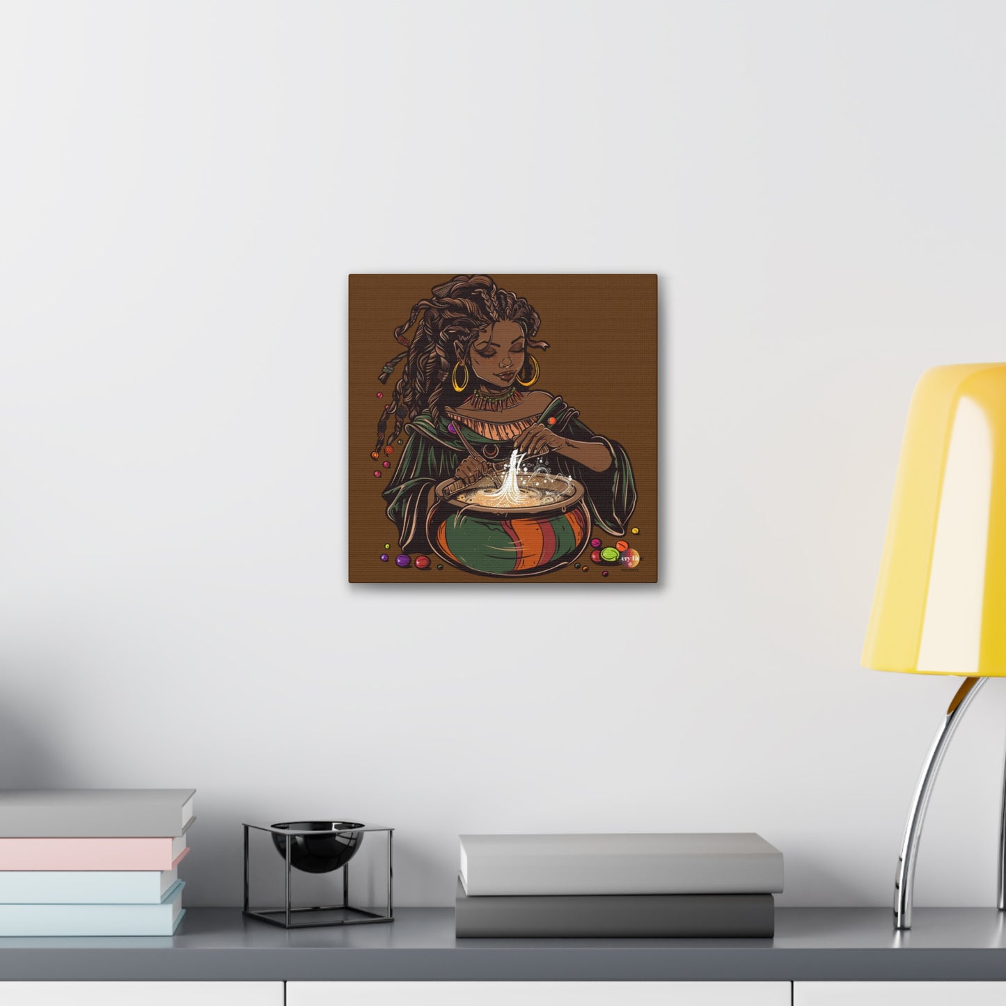 Artistic Magic Canvas Print with Enchantress, Wall Art, African Inspired Decor, Witchcraft Decor, Home Office Wall Art
