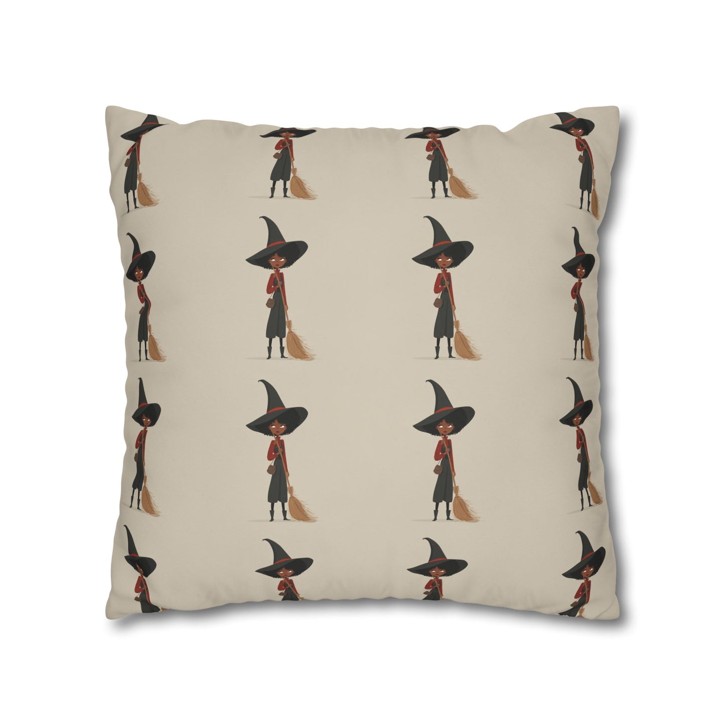Whimsical Witch Square Pillowcase, Cozy Halloween Decor, Magic Themed Home Accents, Seasonal Gift for Witch Lovers, Spooky Bedroom Decor