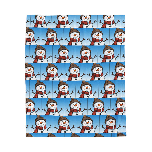 Cozy Snowman Velveteen Plush Blanket | Winter Decor, Holiday Gift, Cozy Home, Snowman Design, Snuggle Blanket