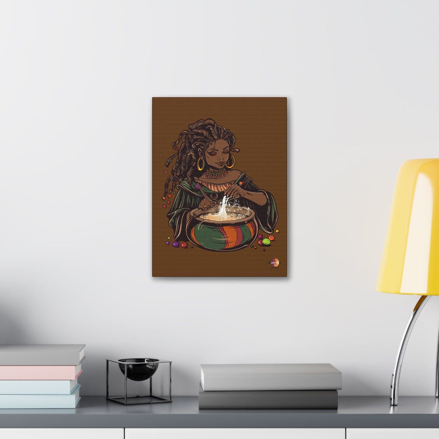 Artistic Magic Canvas Print with Enchantress, Wall Art, African Inspired Decor, Witchcraft Decor, Home Office Wall Art