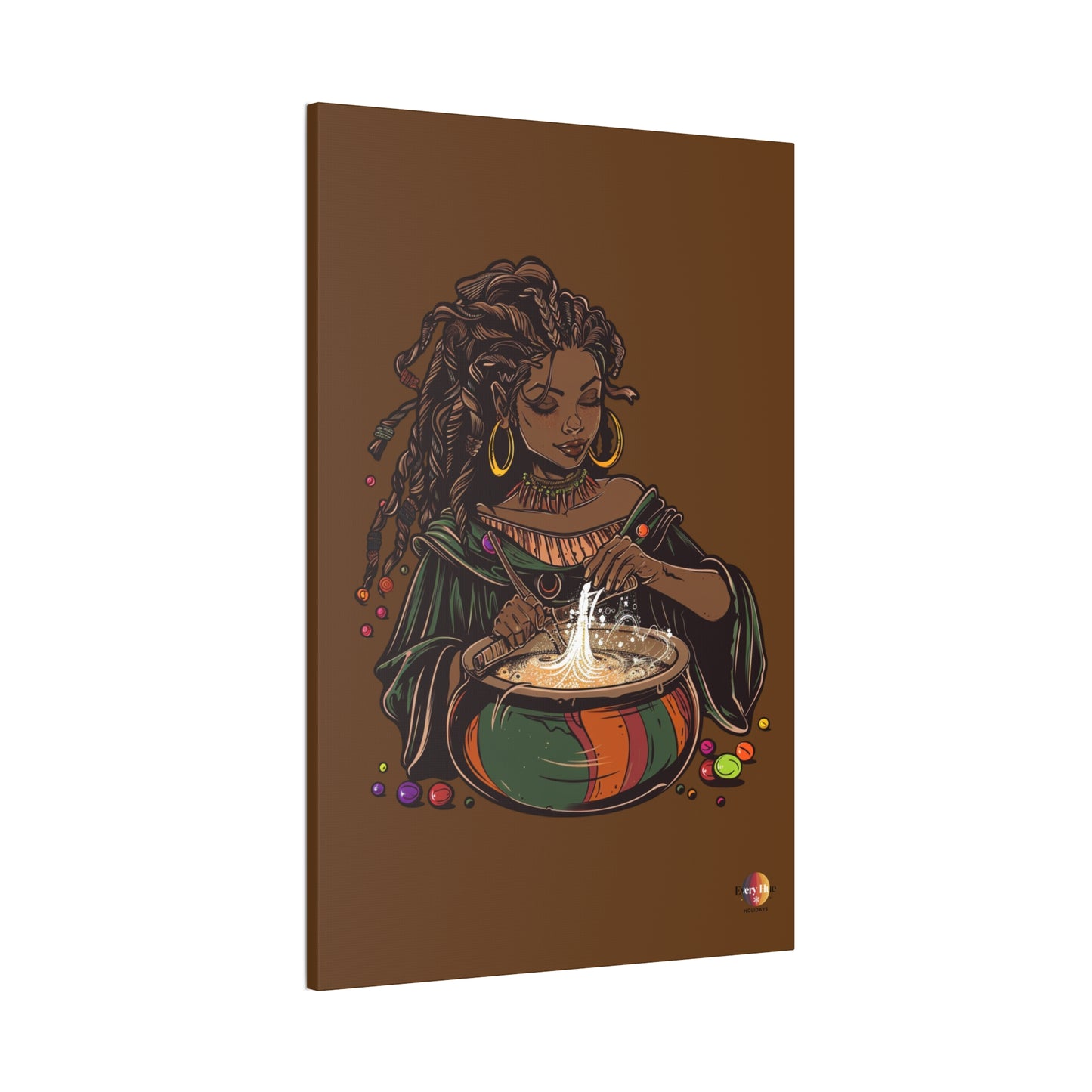 Artistic Magic Canvas Print with Enchantress, Wall Art, African Inspired Decor, Witchcraft Decor, Home Office Wall Art