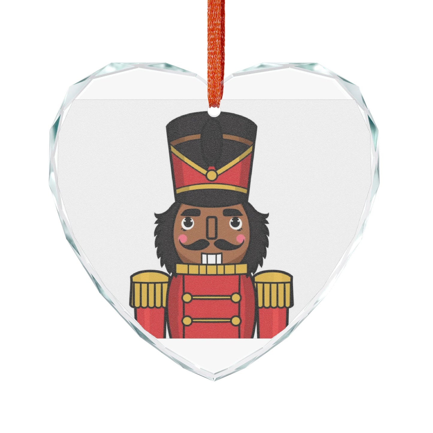 Nutcracker Heart Glass Ornament, Christmas Decoration, Holiday Gift, Festive Ornament, Seasonal Decor, Handmade Gift