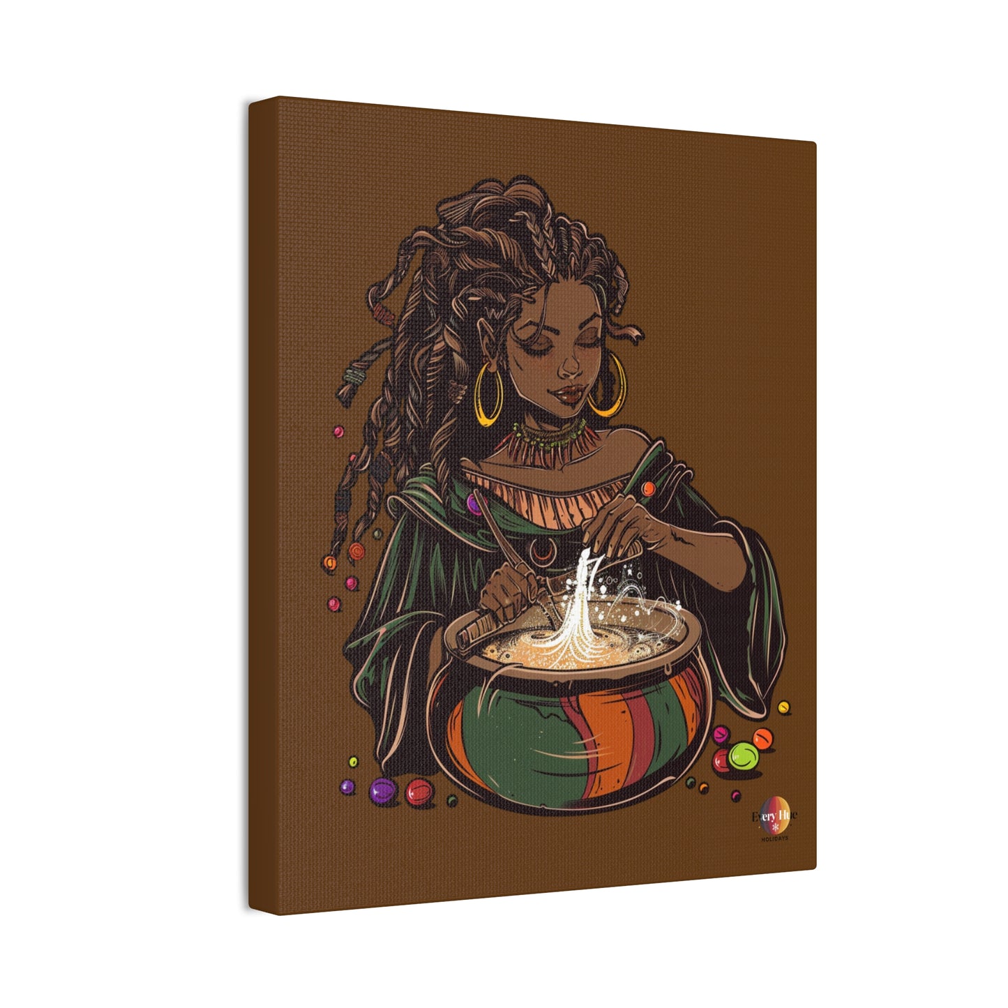 Artistic Magic Canvas Print with Enchantress, Wall Art, African Inspired Decor, Witchcraft Decor, Home Office Wall Art