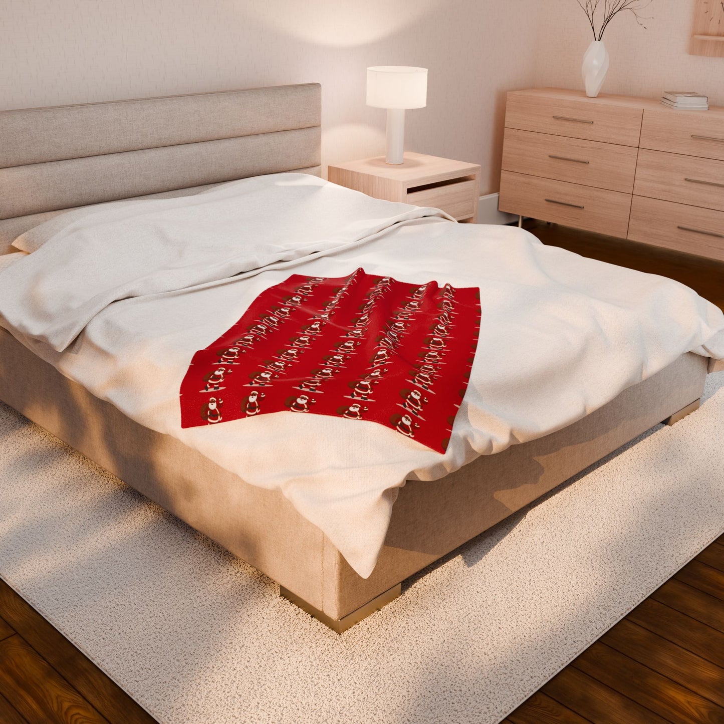 Cozy Christmas Velveteen Plush Blanket, Soft Holiday Throw, Festive Decor for Winter, Perfect Gift for Loved Ones, Santa Design