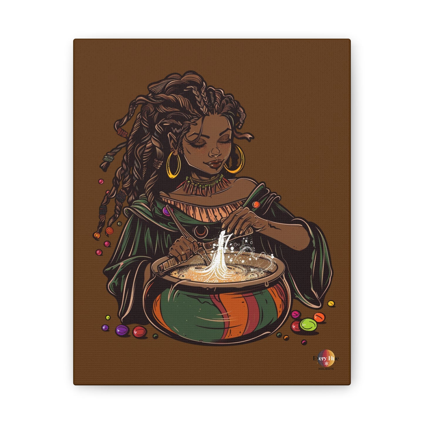 Artistic Magic Canvas Print with Enchantress, Wall Art, African Inspired Decor, Witchcraft Decor, Home Office Wall Art