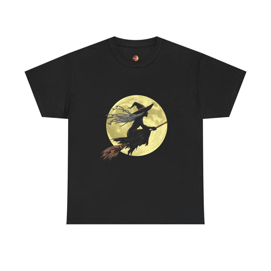 Witchy Moon Tee - Spooky Halloween Shirt, Unisex Cotton T-Shirt, Witch Design, Halloween Outfit, Gift for Witch Lovers