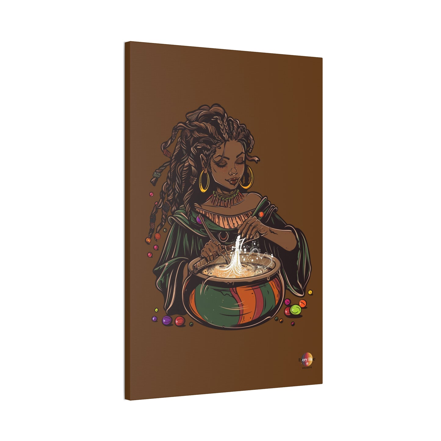 Artistic Magic Canvas Print with Enchantress, Wall Art, African Inspired Decor, Witchcraft Decor, Home Office Wall Art