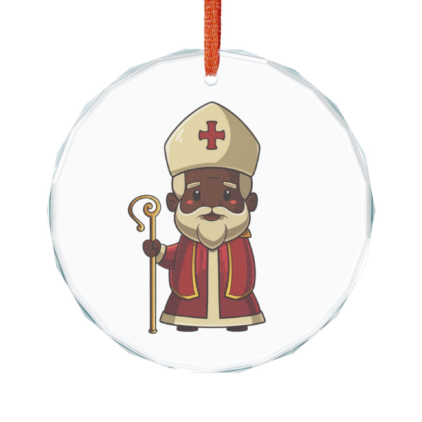 Crystal Glass Ornament featuring St. Nicholas - Holiday Decoration, Christmas Gift, Home Decor, Keepsake, Seasonal Ornament