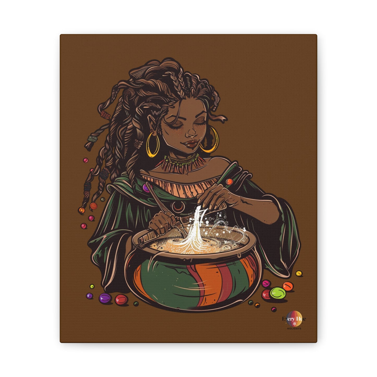 Artistic Magic Canvas Print with Enchantress, Wall Art, African Inspired Decor, Witchcraft Decor, Home Office Wall Art