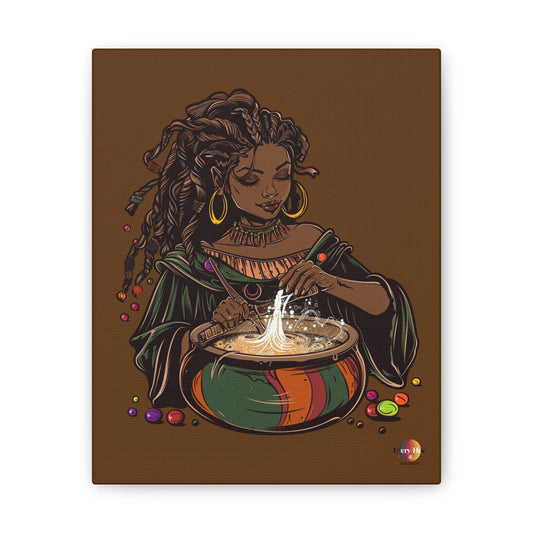 Artistic Magic Canvas Print with Enchantress, Wall Art, African Inspired Decor, Witchcraft Decor, Home Office Wall Art