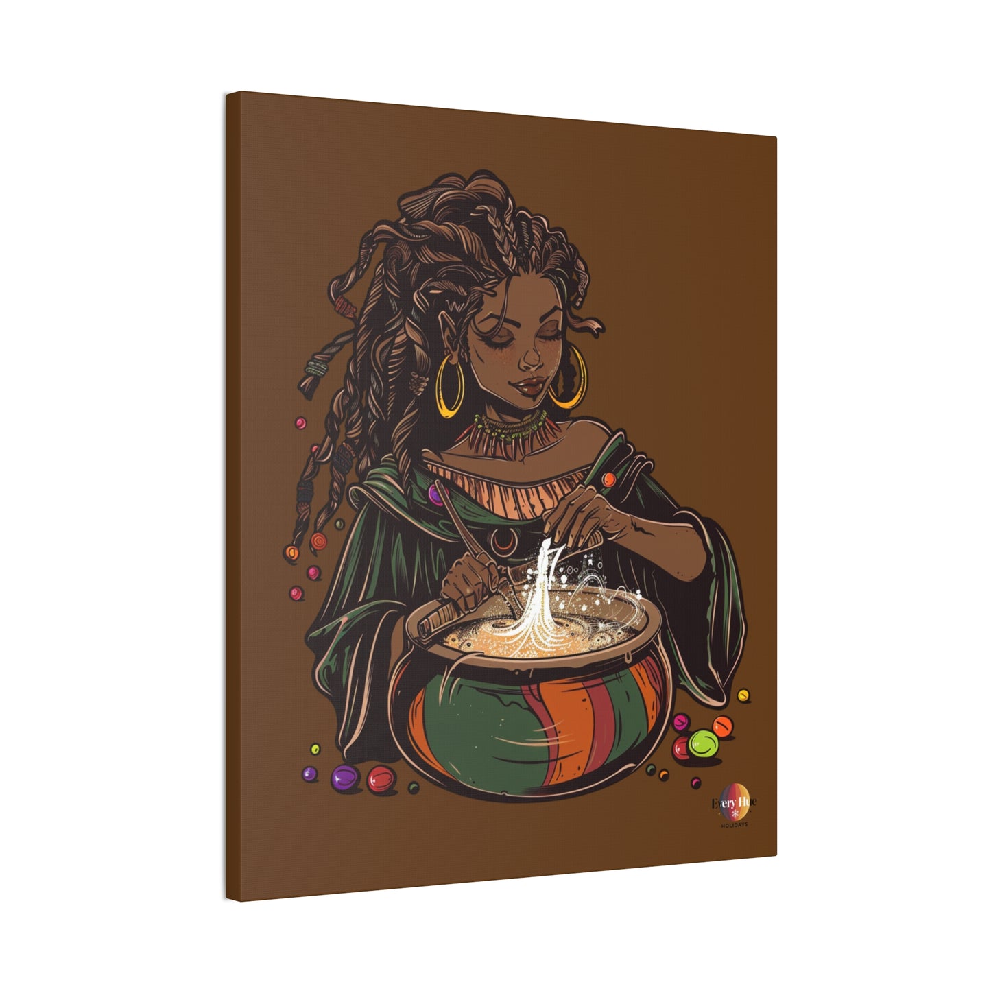 Artistic Magic Canvas Print with Enchantress, Wall Art, African Inspired Decor, Witchcraft Decor, Home Office Wall Art