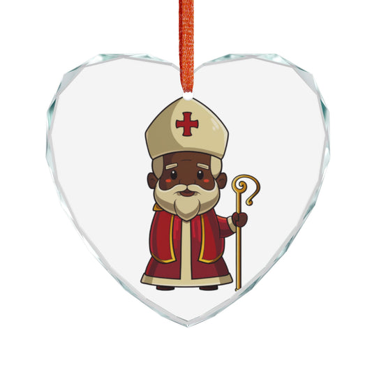 Crystal Glass Ornament featuring St. Nicholas - Holiday Decoration, Christmas Gift, Home Decor, Keepsake, Seasonal Ornament
