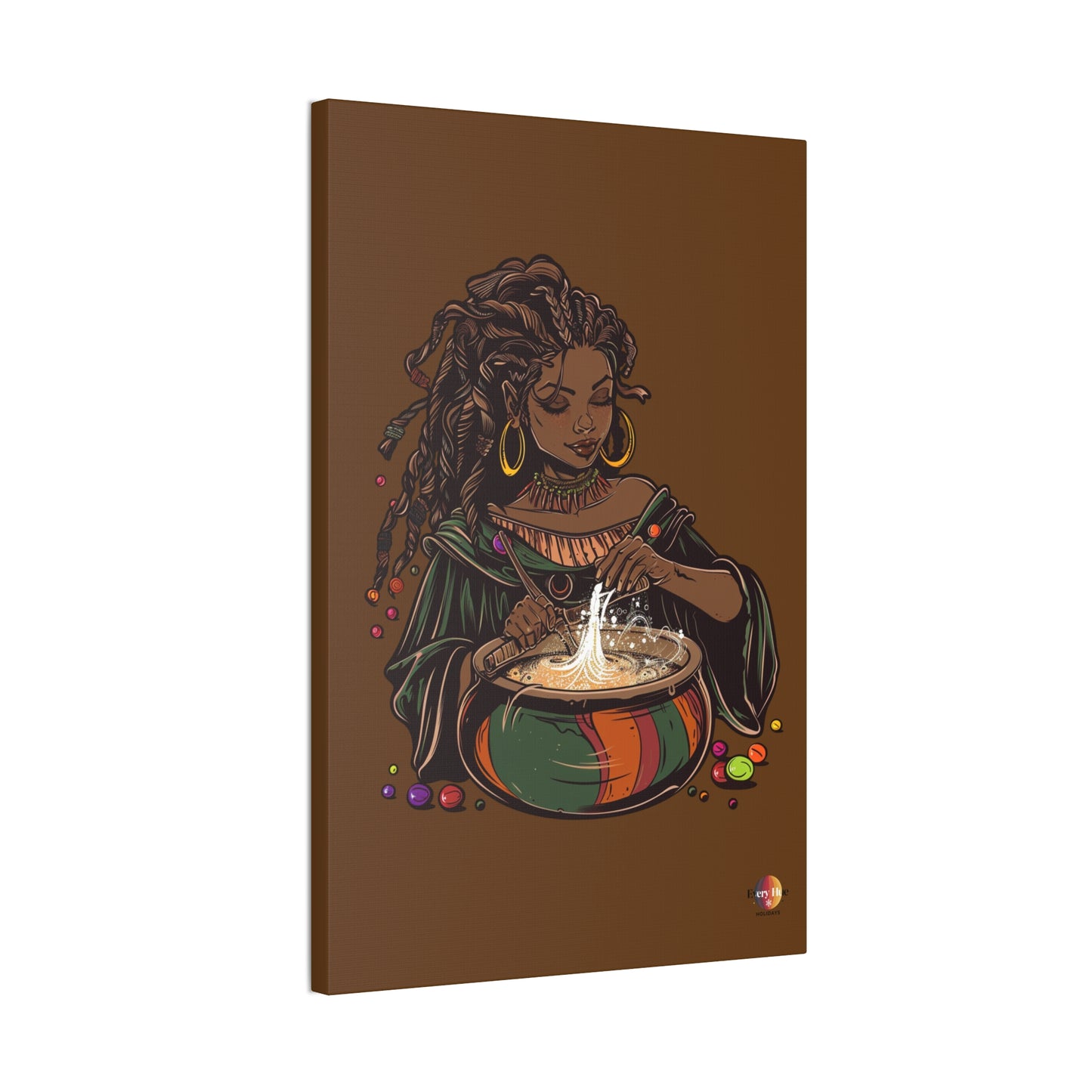 Artistic Magic Canvas Print with Enchantress, Wall Art, African Inspired Decor, Witchcraft Decor, Home Office Wall Art