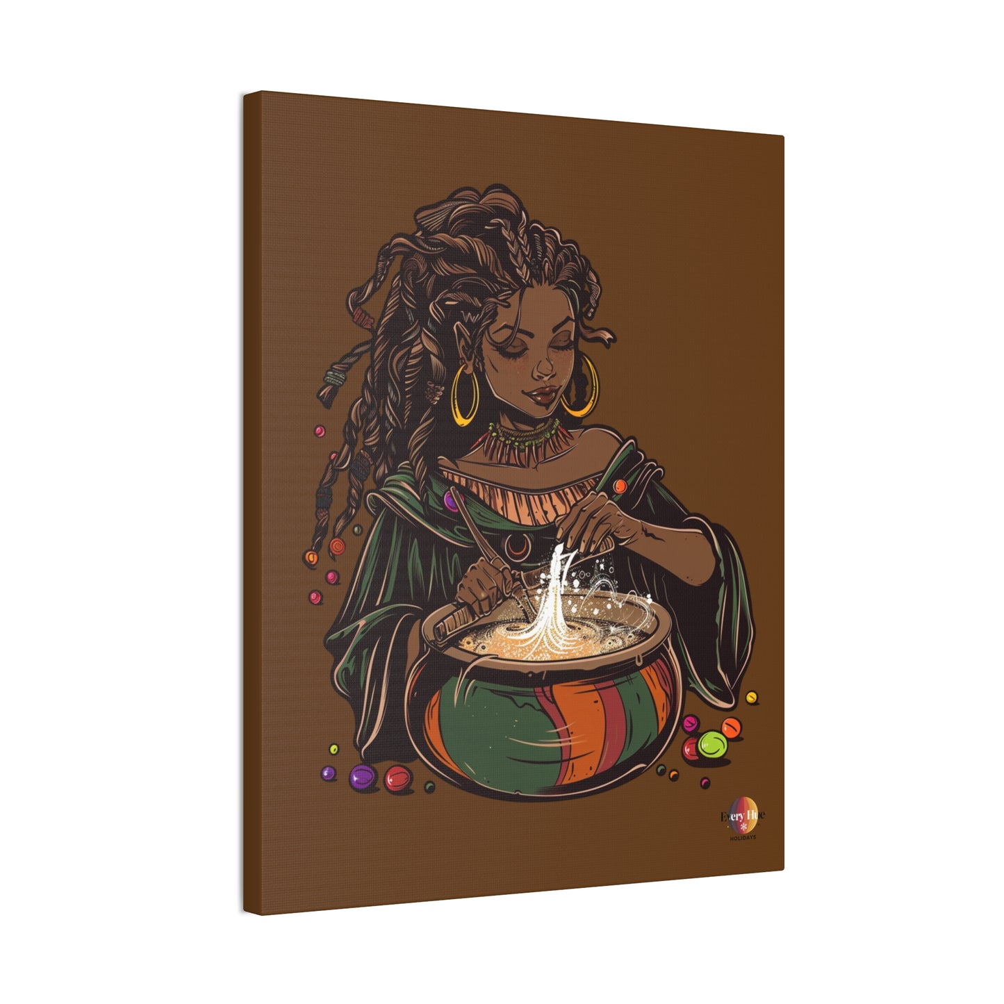 Artistic Magic Canvas Print with Enchantress, Wall Art, African Inspired Decor, Witchcraft Decor, Home Office Wall Art