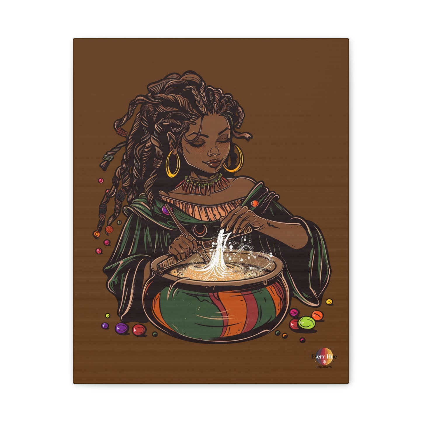 Artistic Magic Canvas Print with Enchantress, Wall Art, African Inspired Decor, Witchcraft Decor, Home Office Wall Art