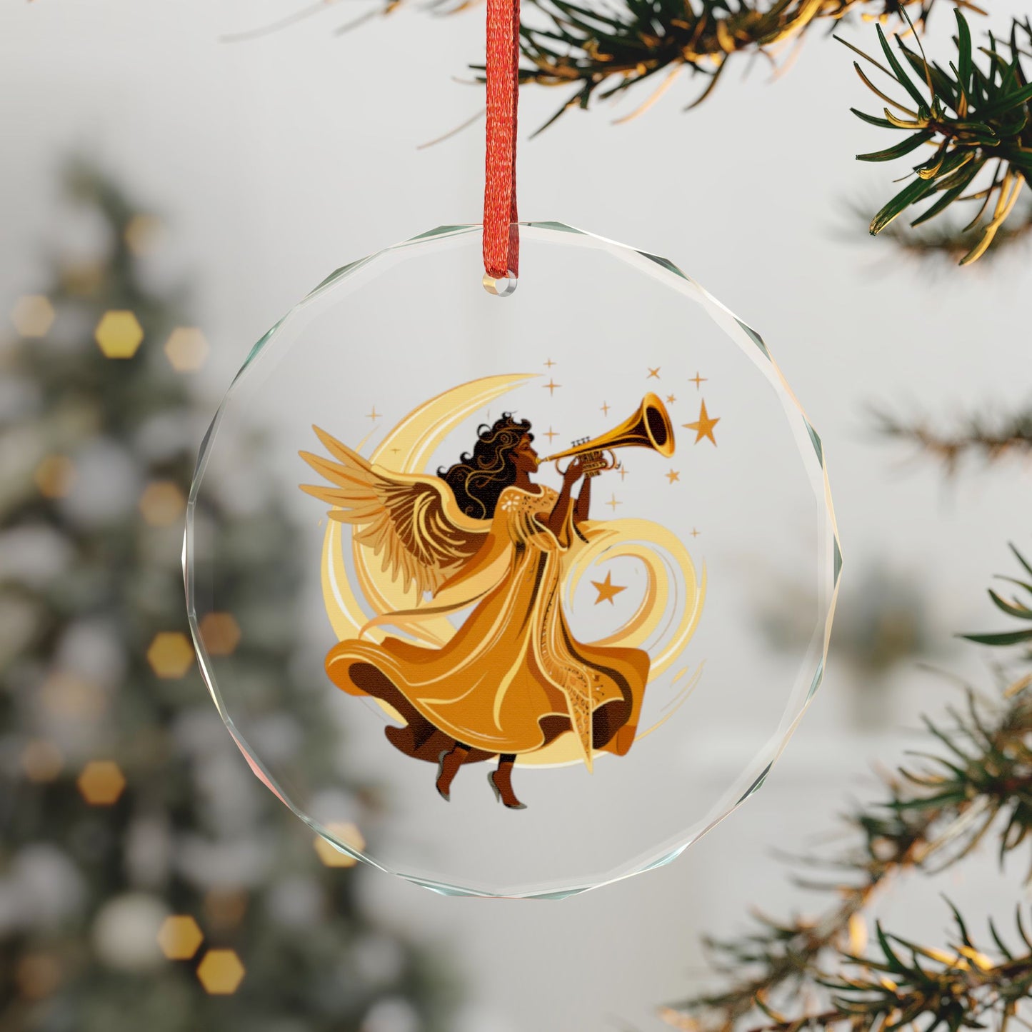 Angel Trumpet Crystal Ornament, Heart Shaped Decoration, Unique Holiday Gift, Christmas Tree Ornament, Home Décor Keepsake