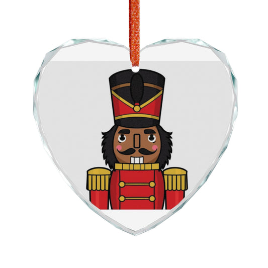 Nutcracker Heart Glass Ornament, Christmas Decoration, Holiday Gift, Festive Ornament, Seasonal Decor, Handmade Gift