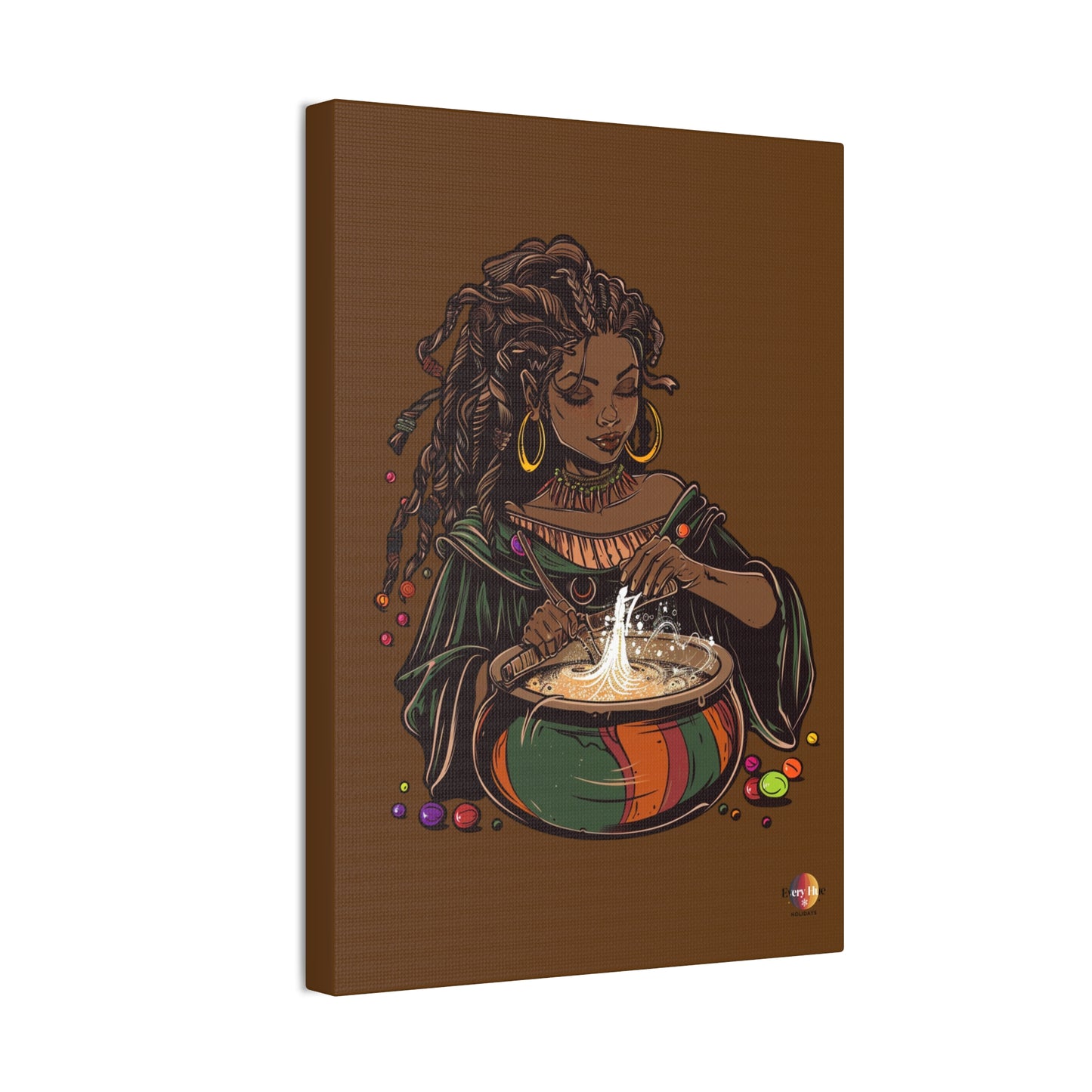 Artistic Magic Canvas Print with Enchantress, Wall Art, African Inspired Decor, Witchcraft Decor, Home Office Wall Art