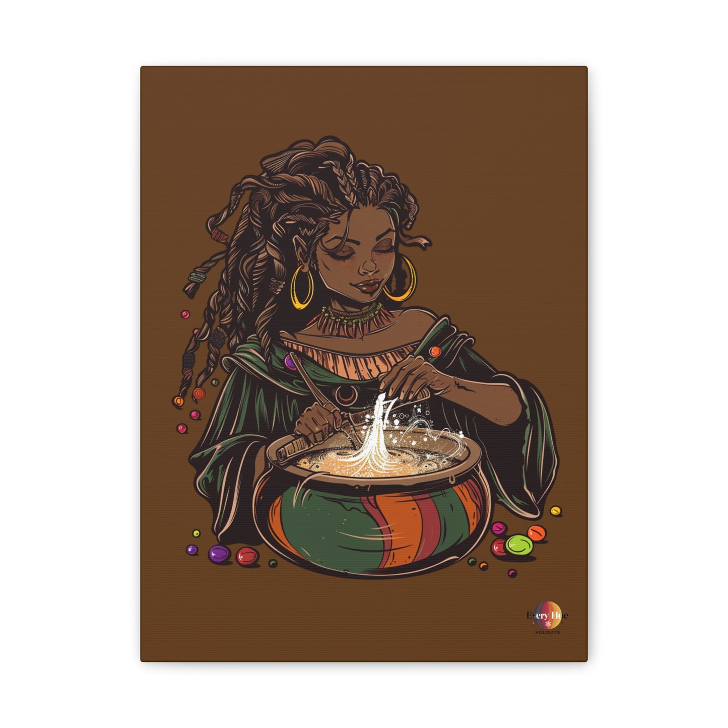Artistic Magic Canvas Print with Enchantress, Wall Art, African Inspired Decor, Witchcraft Decor, Home Office Wall Art