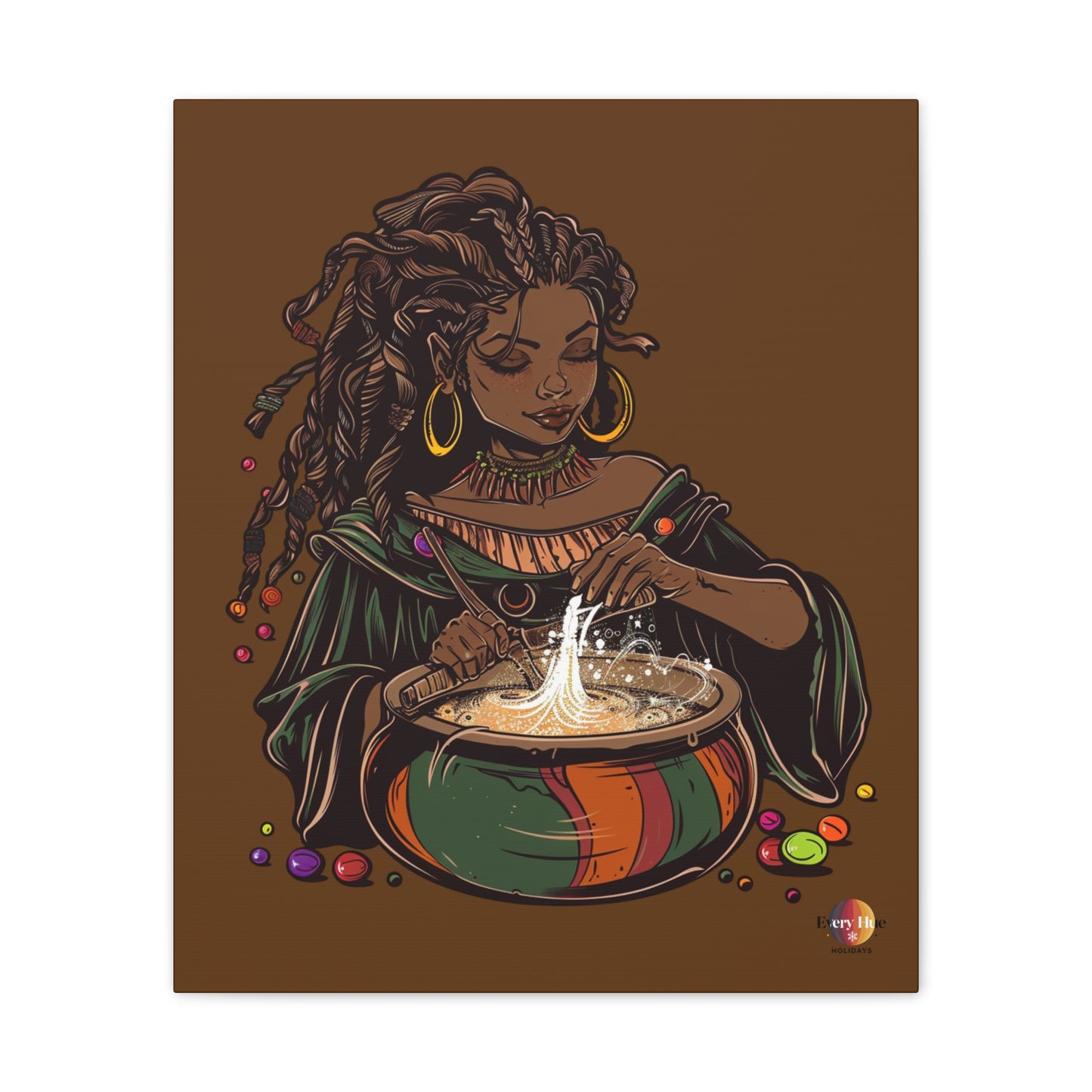 Artistic Magic Canvas Print with Enchantress, Wall Art, African Inspired Decor, Witchcraft Decor, Home Office Wall Art