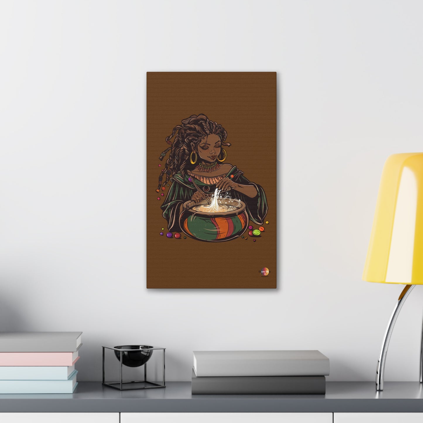 Artistic Magic Canvas Print with Enchantress, Wall Art, African Inspired Decor, Witchcraft Decor, Home Office Wall Art
