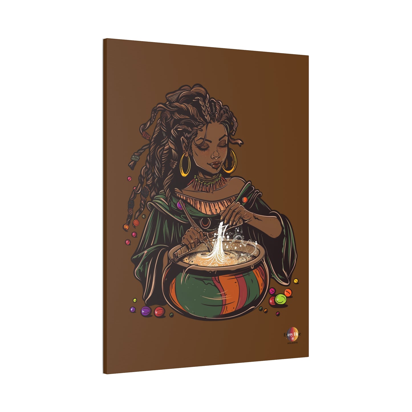 Artistic Magic Canvas Print with Enchantress, Wall Art, African Inspired Decor, Witchcraft Decor, Home Office Wall Art
