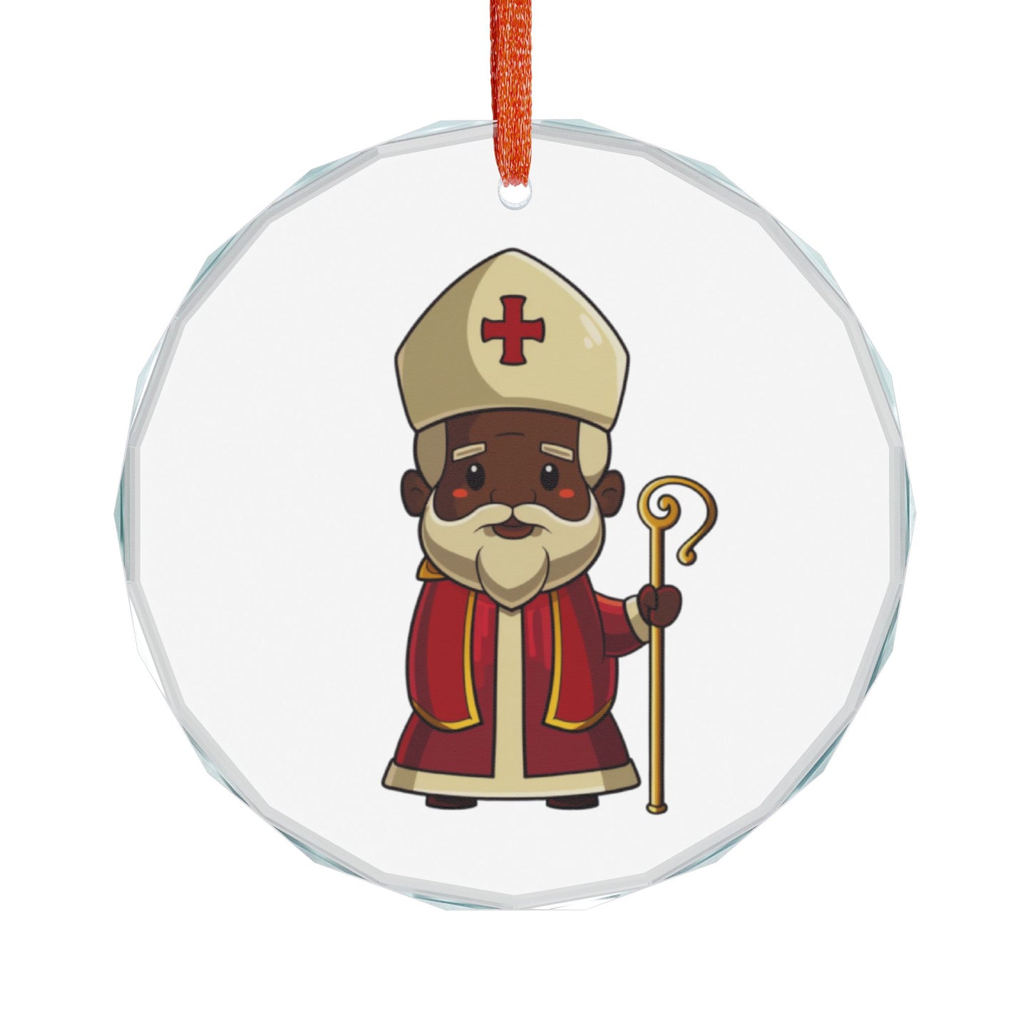 Crystal Glass Ornament featuring St. Nicholas - Holiday Decoration, Christmas Gift, Home Decor, Keepsake, Seasonal Ornament