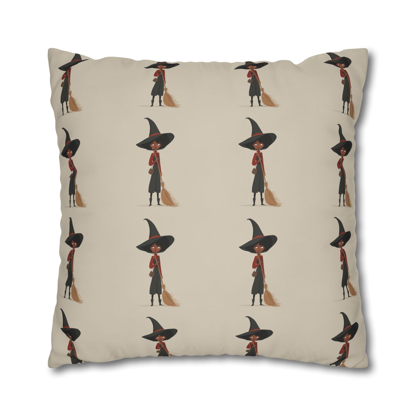 Whimsical Witch Square Pillowcase, Cozy Halloween Decor, Magic Themed Home Accents, Seasonal Gift for Witch Lovers, Spooky Bedroom Decor