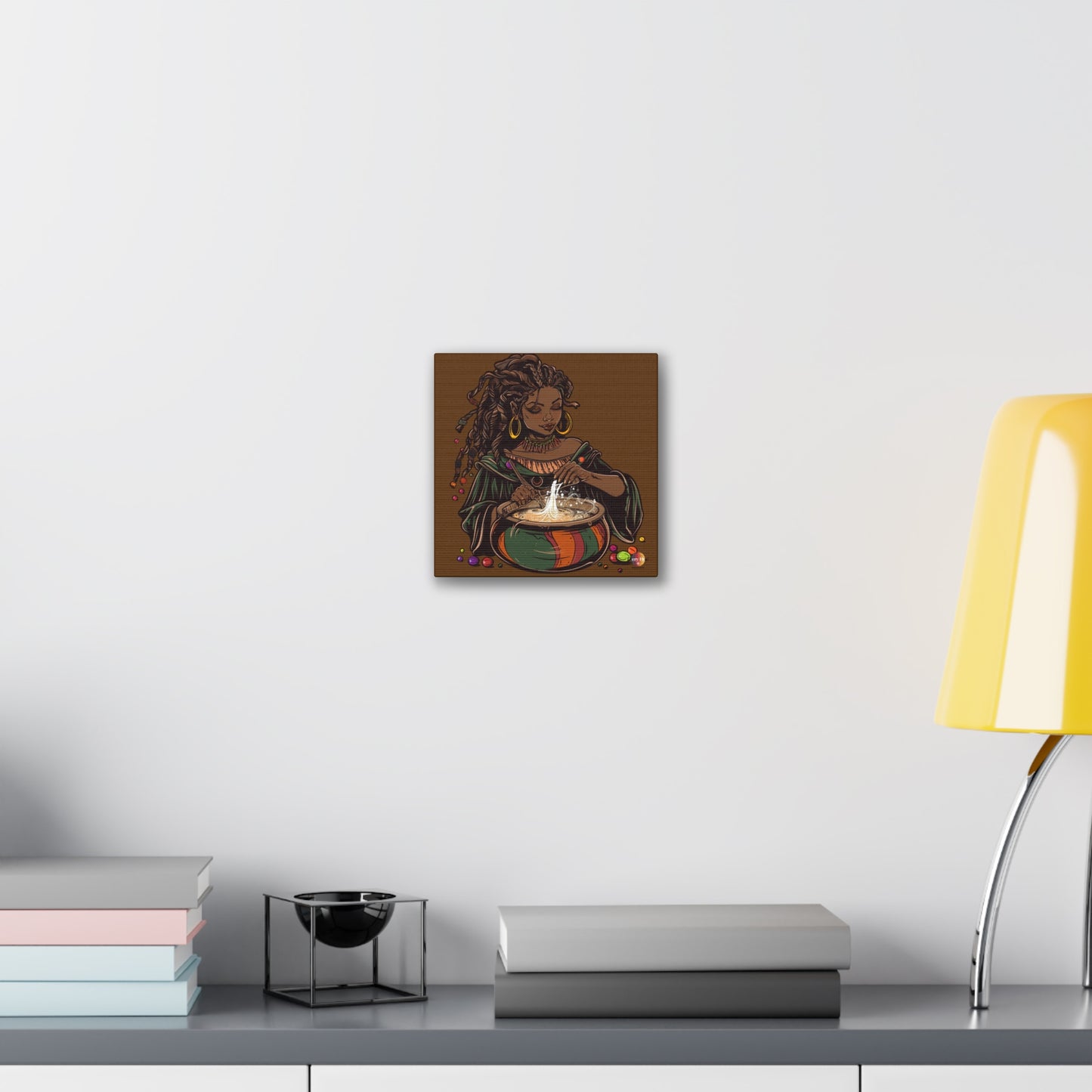 Artistic Magic Canvas Print with Enchantress, Wall Art, African Inspired Decor, Witchcraft Decor, Home Office Wall Art