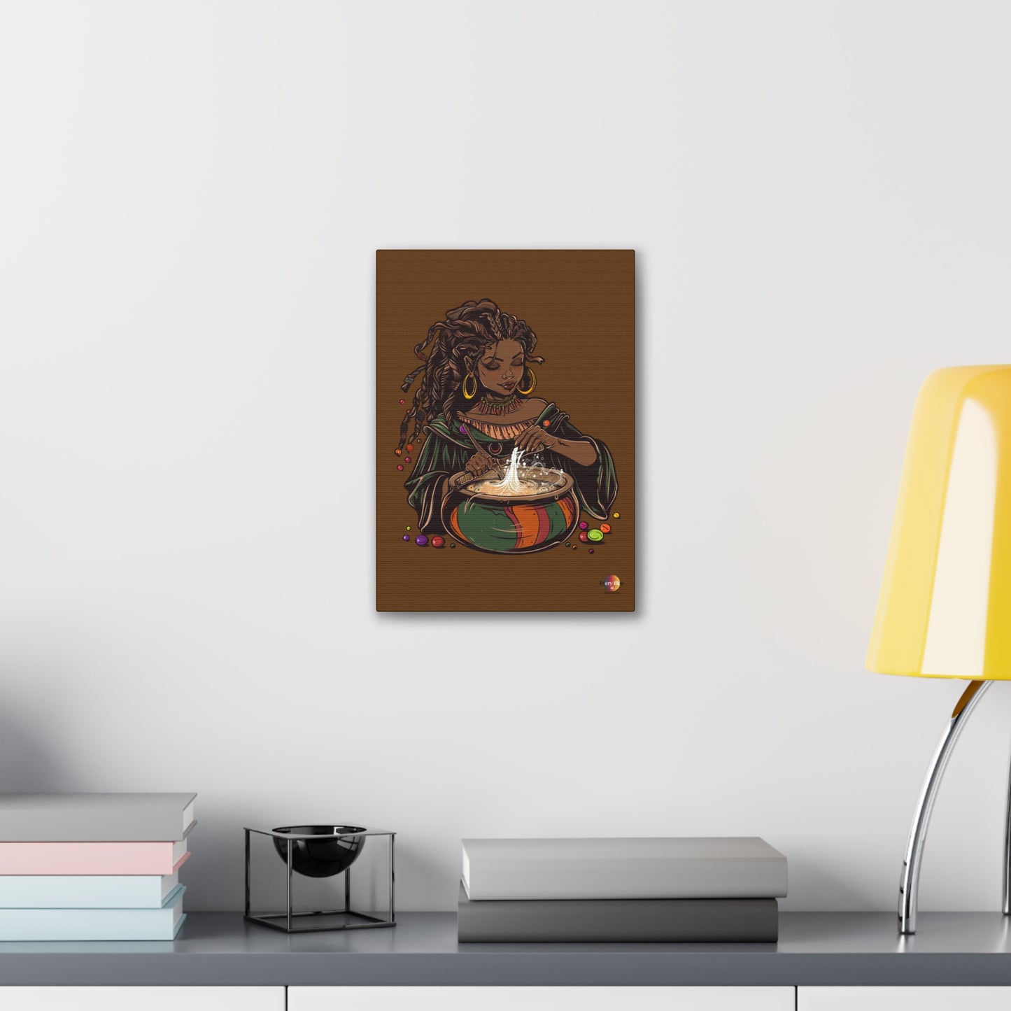 Artistic Magic Canvas Print with Enchantress, Wall Art, African Inspired Decor, Witchcraft Decor, Home Office Wall Art