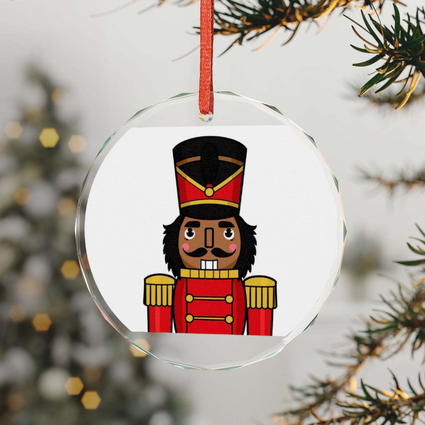 Nutcracker Heart Glass Ornament, Christmas Decoration, Holiday Gift, Festive Ornament, Seasonal Decor, Handmade Gift