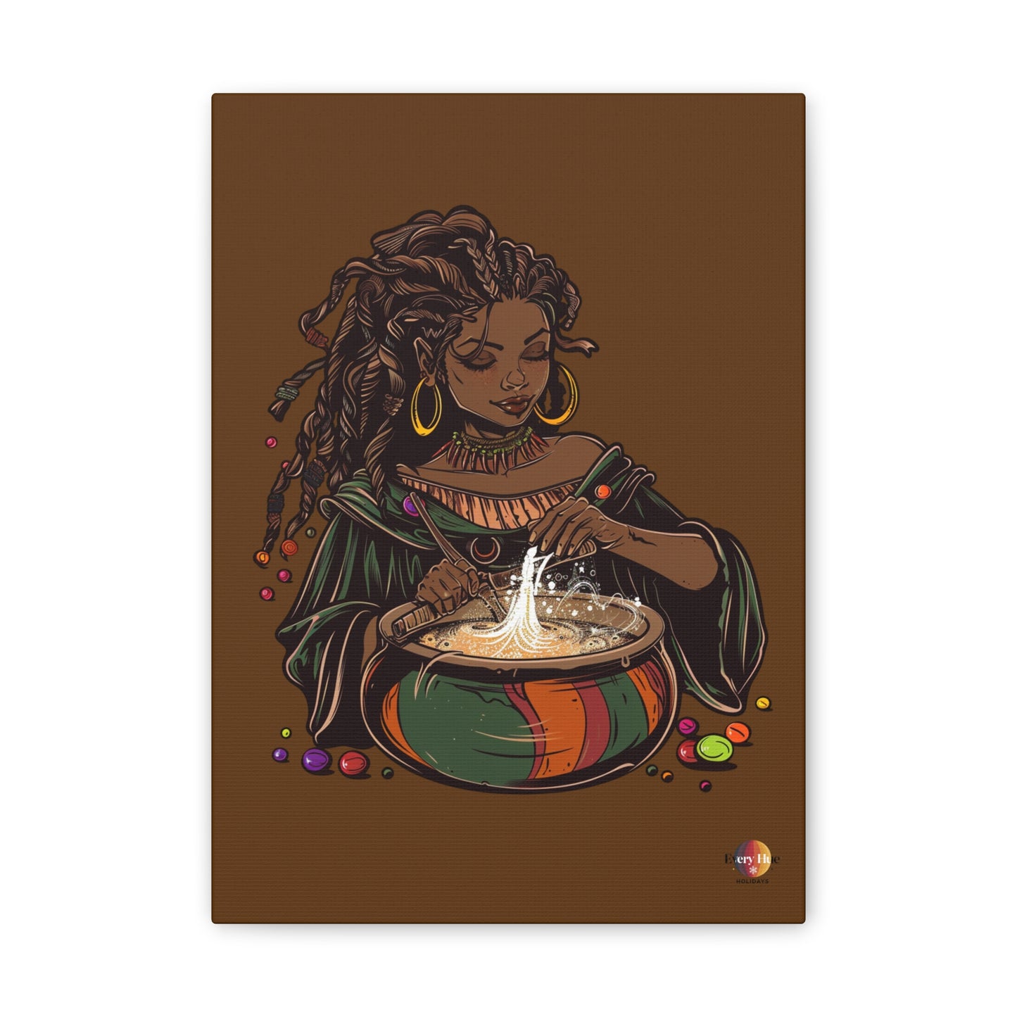 Artistic Magic Canvas Print with Enchantress, Wall Art, African Inspired Decor, Witchcraft Decor, Home Office Wall Art