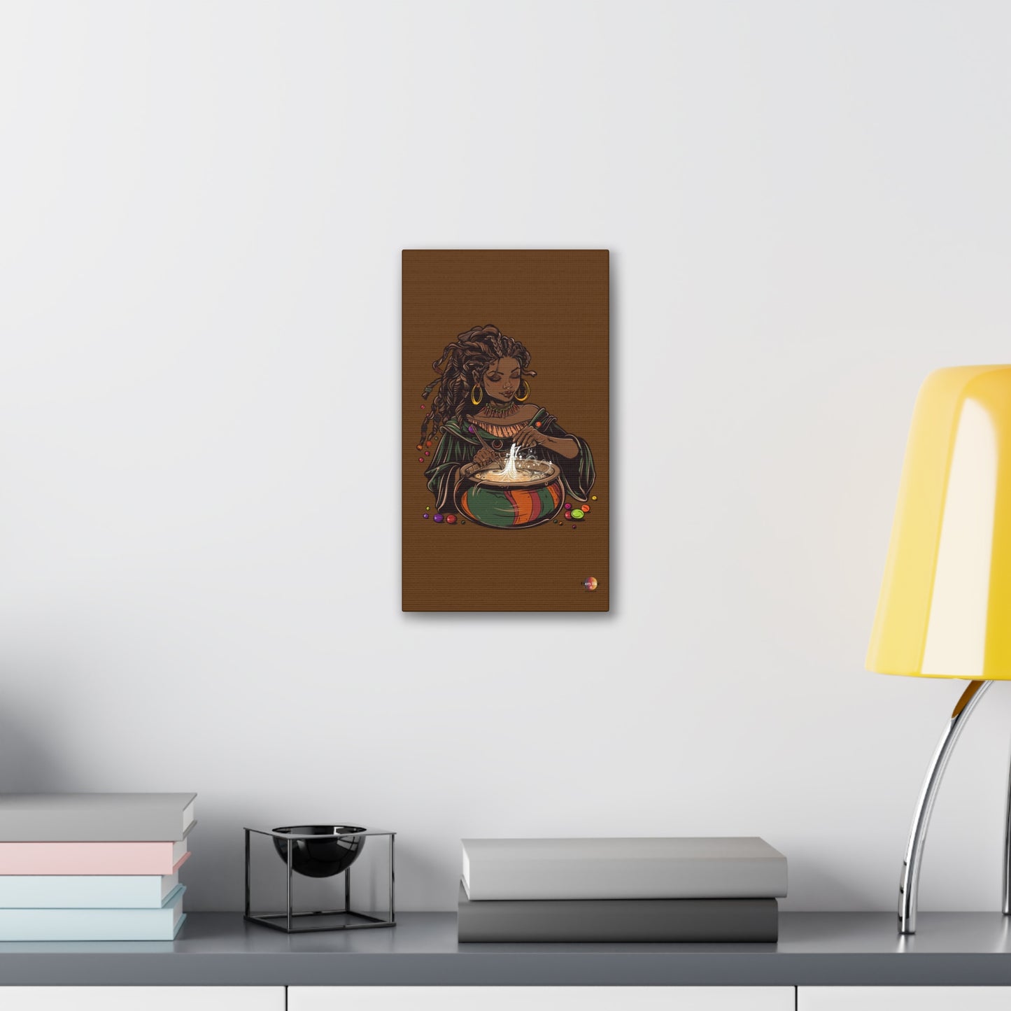 Artistic Magic Canvas Print with Enchantress, Wall Art, African Inspired Decor, Witchcraft Decor, Home Office Wall Art