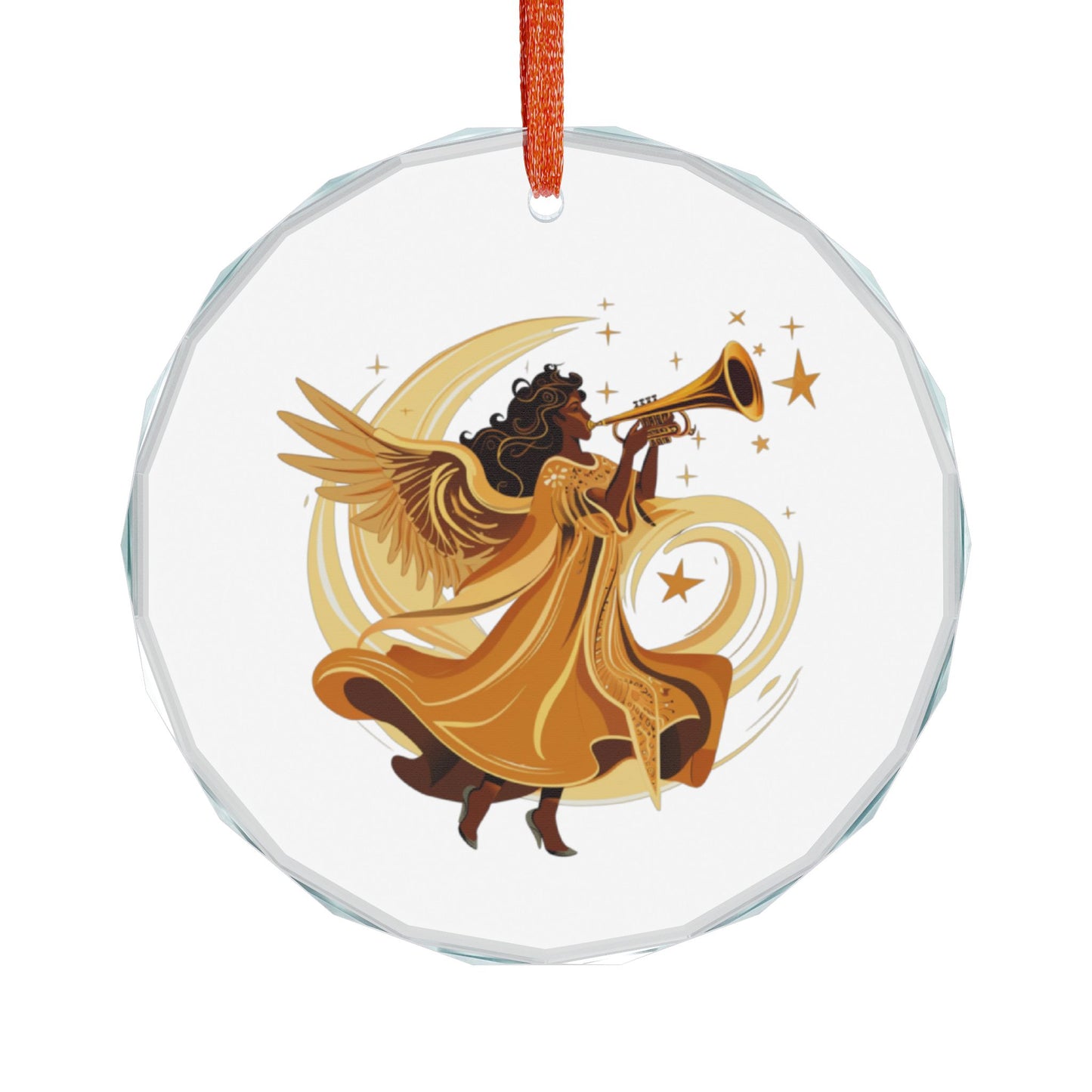 Angel Trumpet Crystal Ornament, Heart Shaped Decoration, Unique Holiday Gift, Christmas Tree Ornament, Home Décor Keepsake